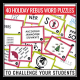 Christmas Word Puzzles Brain Teasers Game - Logic Rebus Word Sense Brain Break