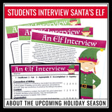 Christmas Writing Assignment - Elf Interview Holiday Winter Writing Activity