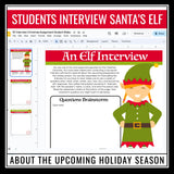 Christmas Writing Assignment - Elf Interview Holiday Winter Activity - Digital