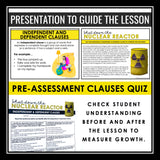 Independent & Dependent Clauses Grammar Activity Escape Challenge, Slides & Quiz
