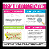 Close Reading Annotation Lesson - Presentation & Annotating Passage Assignment