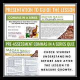 Commas in a Series Grammar Activity Escape Room Challenge, Presentation, & Quiz