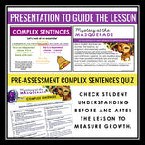 Complex Sentence Type Grammar Activity Escape Room Challenge, Slides, and Quiz