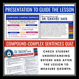 Compound-Complex Sentence Type Grammar Activity Escape Challenge, Slides, & Quiz