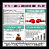 Types of Conflict Introduction Presentation and Escape Room Reading Activity