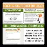 Connotation Vocabulary Word Practice Digital Escape Activity, Slides, and Quiz