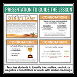 Connotation Introduction Presentation & Escape Room Vocabulary Reading Activity