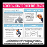 Descriptive Text Structure Slides & Digital Nonfiction Reading Escape Activity