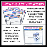 Descriptive Writing Activity - Snowball Writing Collaborative Imagery Writing
