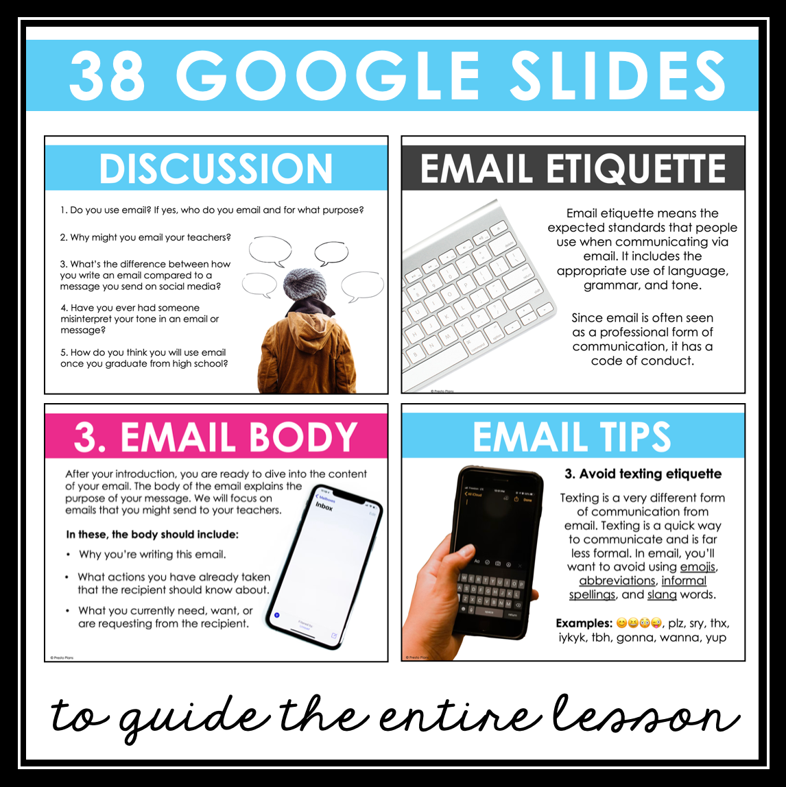 Email Etiquette How to Write an Email Lesson, Activities, Assignments ...