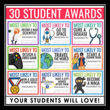 End of the Year Awards - Most Likely To Edition Student Award Certificates Vol 1