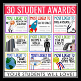 End of the Year Awards - Most Likely To Edition Student Award Certificates Vol 1