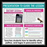 Ethos Pathos Logos Presentation Rhetorical Appeals Escape Room Reading Activity