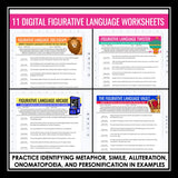 Figurative Language Digital Worksheets Metaphor, Simile, Personification & More