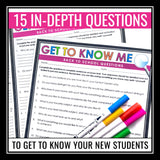 First Day of School Questions to Get to Know Students - Back to School Activity