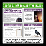 Foreshadowing Literary Device Slides and Digital Escape Room Reading Activity