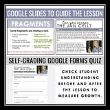 Sentence Fragments Escape Room Digital Activity, Google Slides, and Quiz