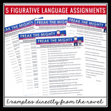 Freak the Mighty Figurative Language Assignments and Answer Keys