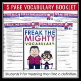 Freak the Mighty Vocabulary Booklet, Presentation, and Answer Key Definitions