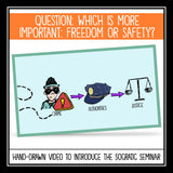 Socratic Seminar - Freedom or Safety Discussion Slides, Organizers, and Handouts