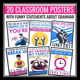 Grammar Posters Classroom Bulletin Board Decor - 20 Funny Grammar Posters