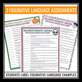 Halloween Figurative Language Assignment - Literary Devices Activity