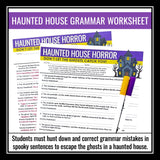 Halloween Grammar Worksheet Assignment - Grammar Activity - Haunted House