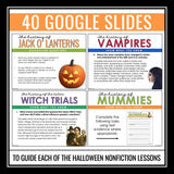 Halloween Reading Comprehension Bundle Digital Nonfiction Articles & Assignments