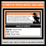 Halloween Parts of Speech Digital Task Cards Activity - Labeling Parts of Speech