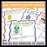 Halloween Writing Assignments - Wanted Poster for Halloween Characters Activity