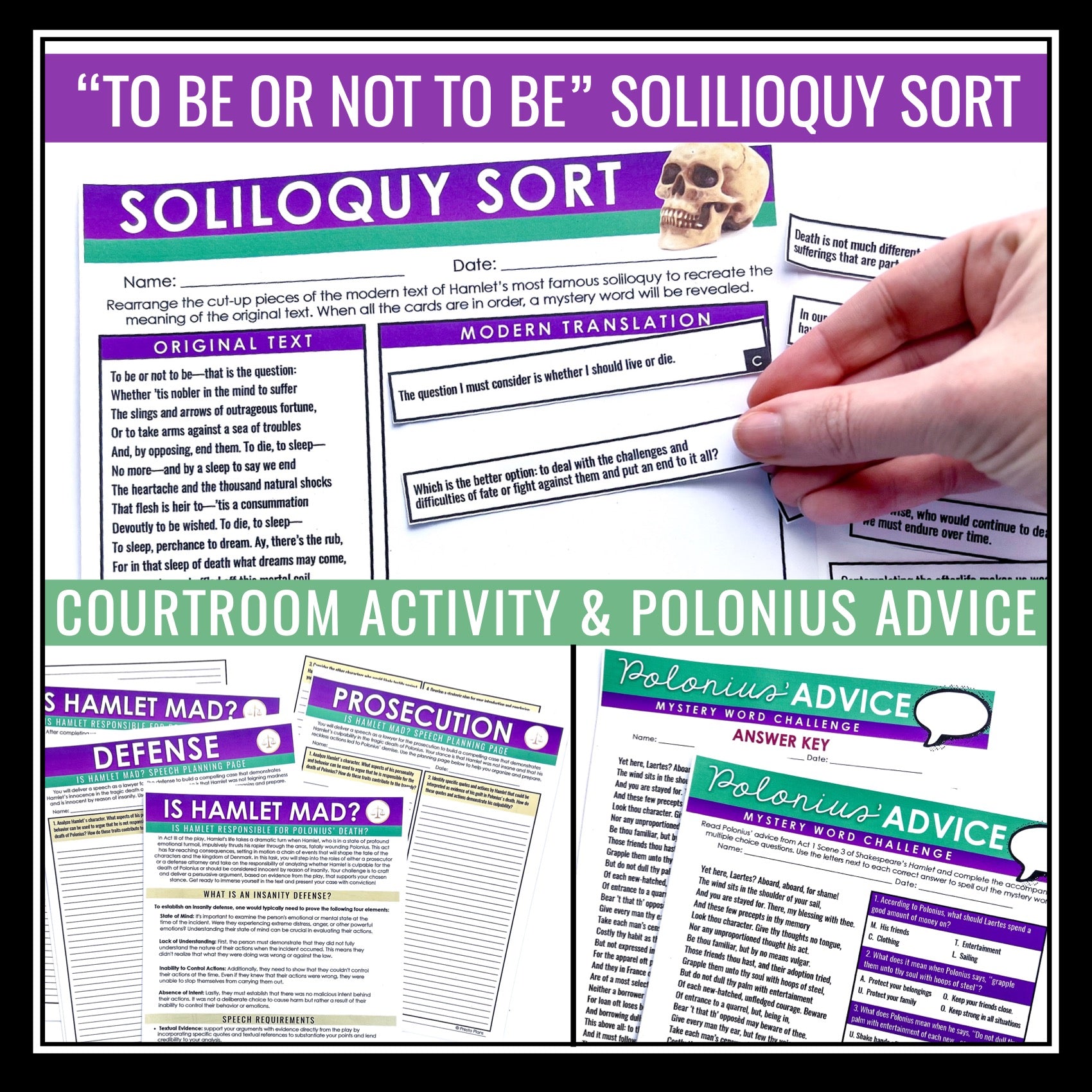 Playlet Assignment Hamlet Activity Bundle - Creative Activities & Assignments - Shakespea ...