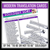 Hamlet To Be Or Not To Be Soliloquy Activity - Modern Translation Sorting Game