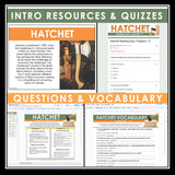 Hatchet Unit Plan - Gary Paulsen Novel Study Reading Unit - Digital Version