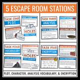 Holes Escape Room Novel Activity - Breakout Review for Louis Sachar's Novel