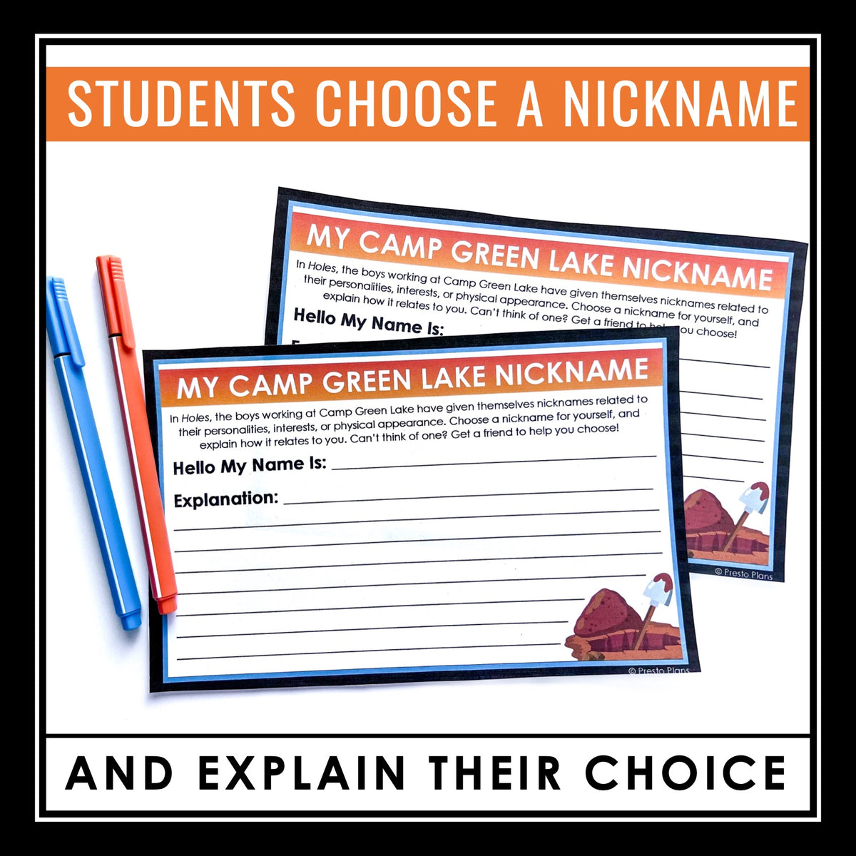 Holes Activity Nicknames Creative Novel Assignment Louis Sachar