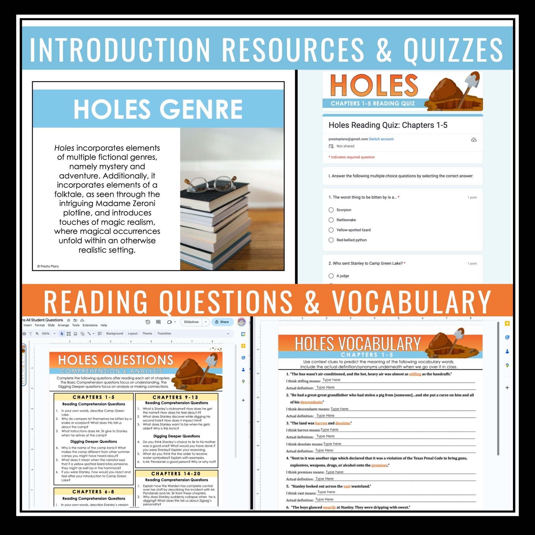 Holes Unit Plan - Louis Sachar Novel Study Reading Unit - Digital