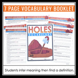 Holes Vocabulary Booklet, Presentation, & Answer Key Definitions - Louis Sachar