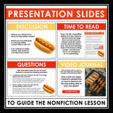 Nonfiction Reading Comprehension Article and Activities - Hot Dog Competitions
