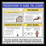 Idioms Activity - Presentation Slides and Escape Room Reading Activity Challenge