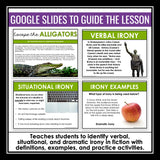 Irony Slides & Verbal, Dramatic, Situational Digital Reading Escape Activity