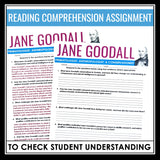 Jane Goodall Biography - Slides, Nonfiction Science Article & Reading Questions