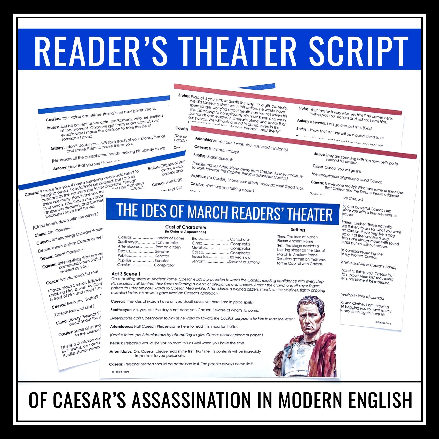 Script Act Scene Julius Caesar Reader's Theater Script for Act 3 Scene 1 of Shakespeare ...