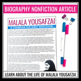 Malala Yousafzai Biography - Slides, Nonfiction Article & Reading Assignment