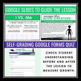 Pronouns Me vs. I Escape Room Digital Grammar Activity, Google Slides, and Quiz