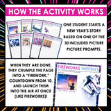New Year's Writing Activity - Fireworks Collaborative Narrative Writing Activity