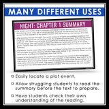 Night Chapter Summaries - Plot Summary Cards for Elie Wiesel's Novel Memoir