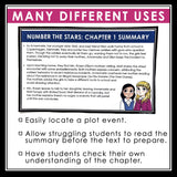 Number the Stars Chapter Summaries - Plot Summary Cards for Lois Lowry's Novel