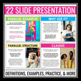 Parallel Structure Grammar Presentation Lesson, Activities, and Assignments