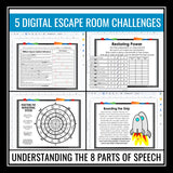 Parts of Speech Escape Room Bell Ringers - Digital Classroom Grammar Game