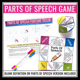 Parts of Speech Activity - Folding a Paper Fortune Teller Grammar Game